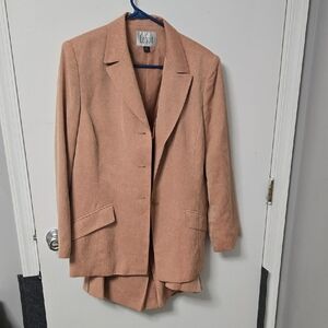 Le Suit Peach Blazer Jacket in Soft Coral-Tan 16 Classy Slimming